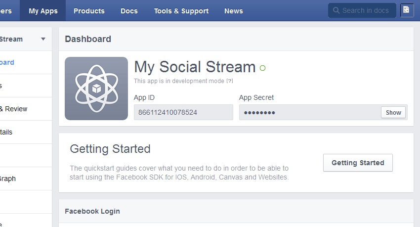 Create New Facebook App